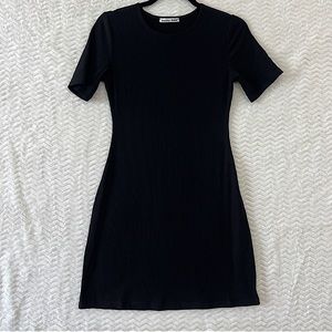 Reformation Kendy Eco Rib Short Sleeve Mini Dress Medium Black LBD